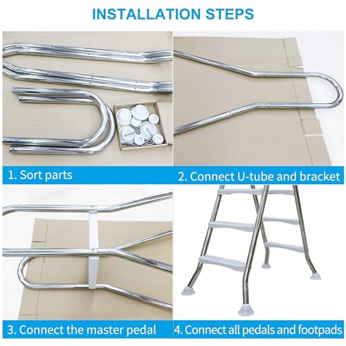 Escalera para piscina fuera de tierra 4 pasos doble cara miniatura 6