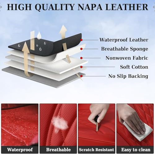 Image of Coverado Car Seat Covers, Car Seat Covers Front Seats, 2-Pack Front Seat Cover, Nappa Leather Waterproof Seat Covers, Car Seat Protectors, Automotive Seat Covers Universal Fit for Most Vehicles