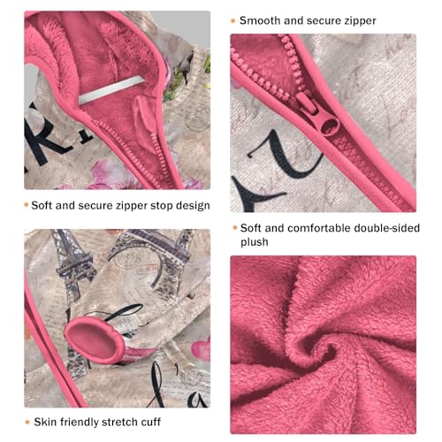 OTVEE Eiffel Tower Bike Flowers Kids Hoodie Jacket Fall Spring Full Zip Warm Outwear Coat3