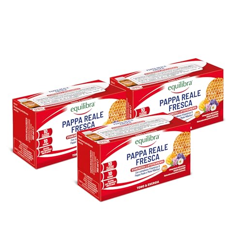 Equilibra Pappa Reale Fresca, 3 Confezioni da 10 Flaconcini, con Vitamina B
