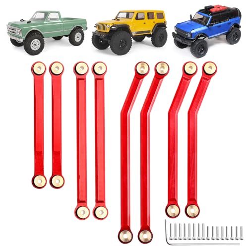 Hobbypark High Clearance Links Set Upgrades for Axial SCX24 C10 AXI00001 Wrangler JLU AXI00002 Bronco AXI00006 1/24 RC Crawler Car (Red)