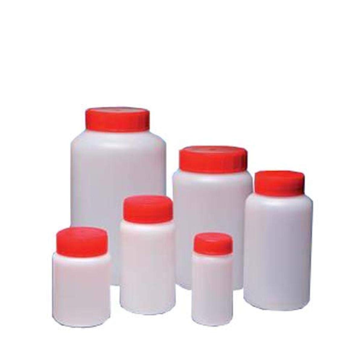 Gosselin LR500-04 Round Bottle, HPDE, 500mL, with 58mm red screw cap, Sterile