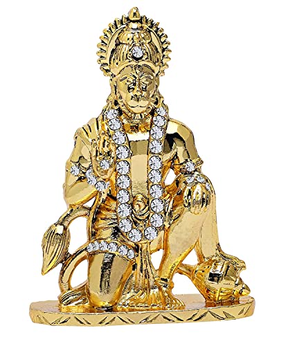 Statuette dorée Hanuman R-50, objet décoratif spirituel aux détails ciselés