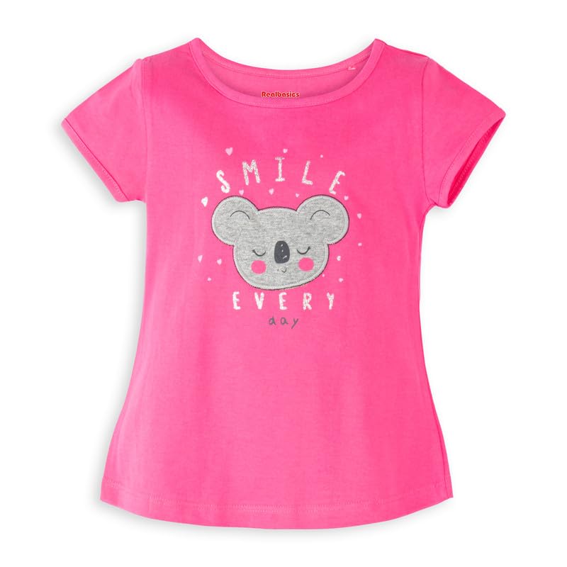 Image of Real Basics Girl's Regular Fit Half Sleeve Multicolor Tshirts Combo Pack (Set of 5)