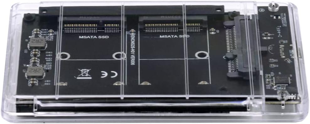 NFHK Dual MSATA Mini-SATA SSD Card JOBD Raid0 Span Bridge to USB3.0 Type-C USB-C 2.5inch SATA Combo Enclosure