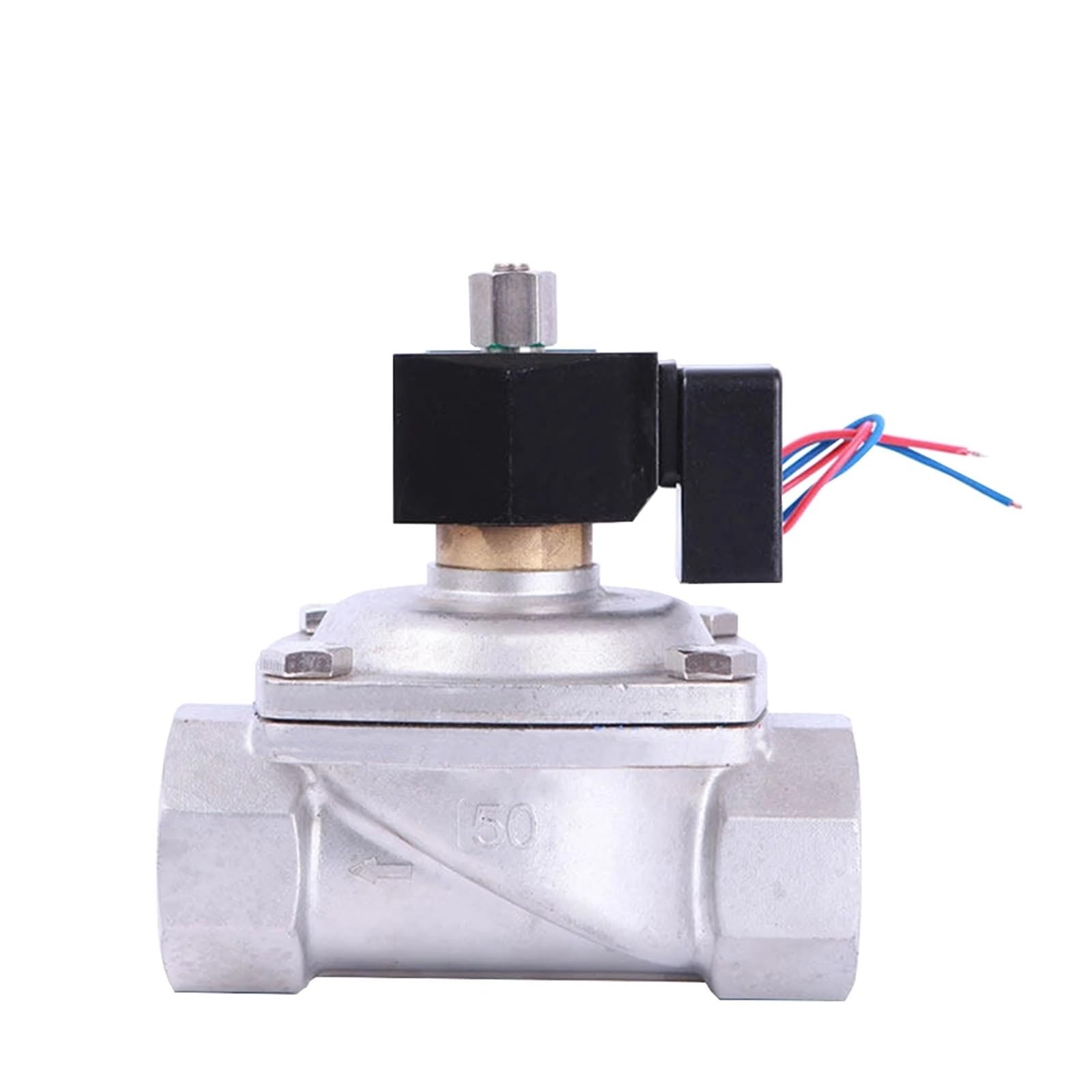 2" Normally Open Waterproof Solenoid Valve with LED Power Indicator 240V AC Stainless Steel Non Hot(NPT-240VAC-VITON-SEAL)