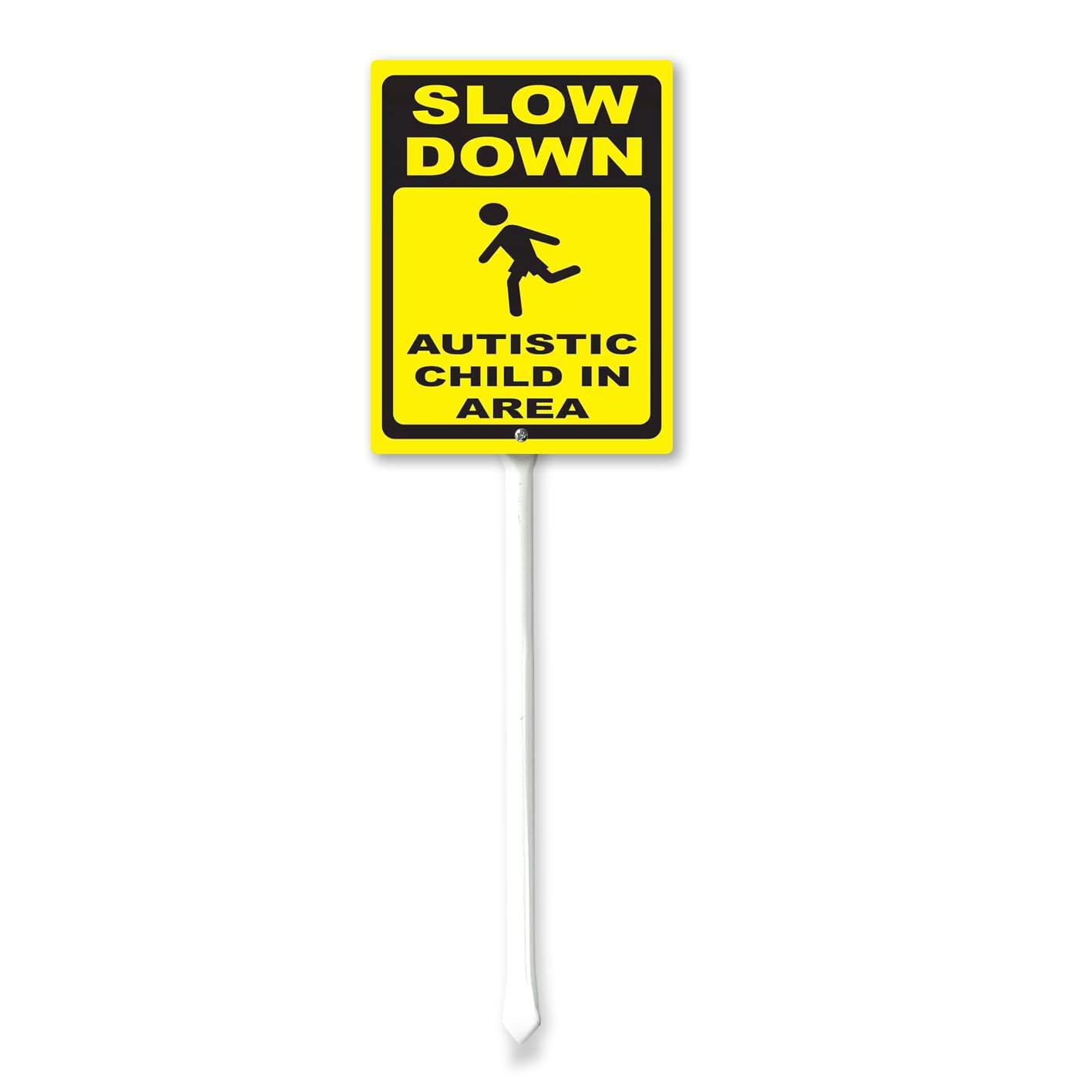 Boylee Slown Down Autistic Child In Area Yard Sign with Stakes 8in×12in, Sturdy Aluminum Yard Signs Rust Free, Street Slow Down Decorations Sign