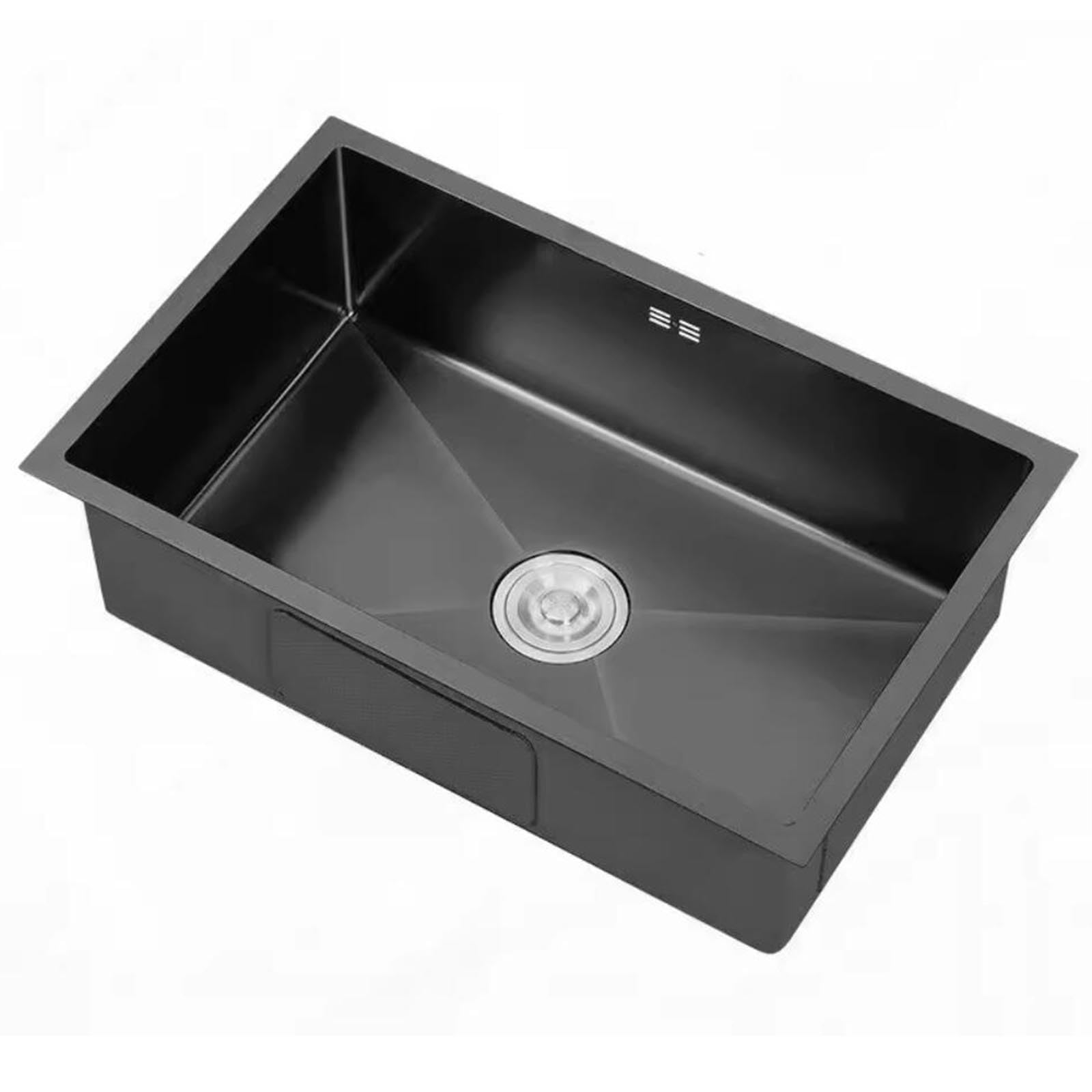 ZQFHSX Single Bowl Kitchen Undercounter Basin Embedded Siphon Sink Stainless Steel Hand-made Dishwashing Narrow Edge Balcony Vegetable Washing Basin(78X43X20cm)