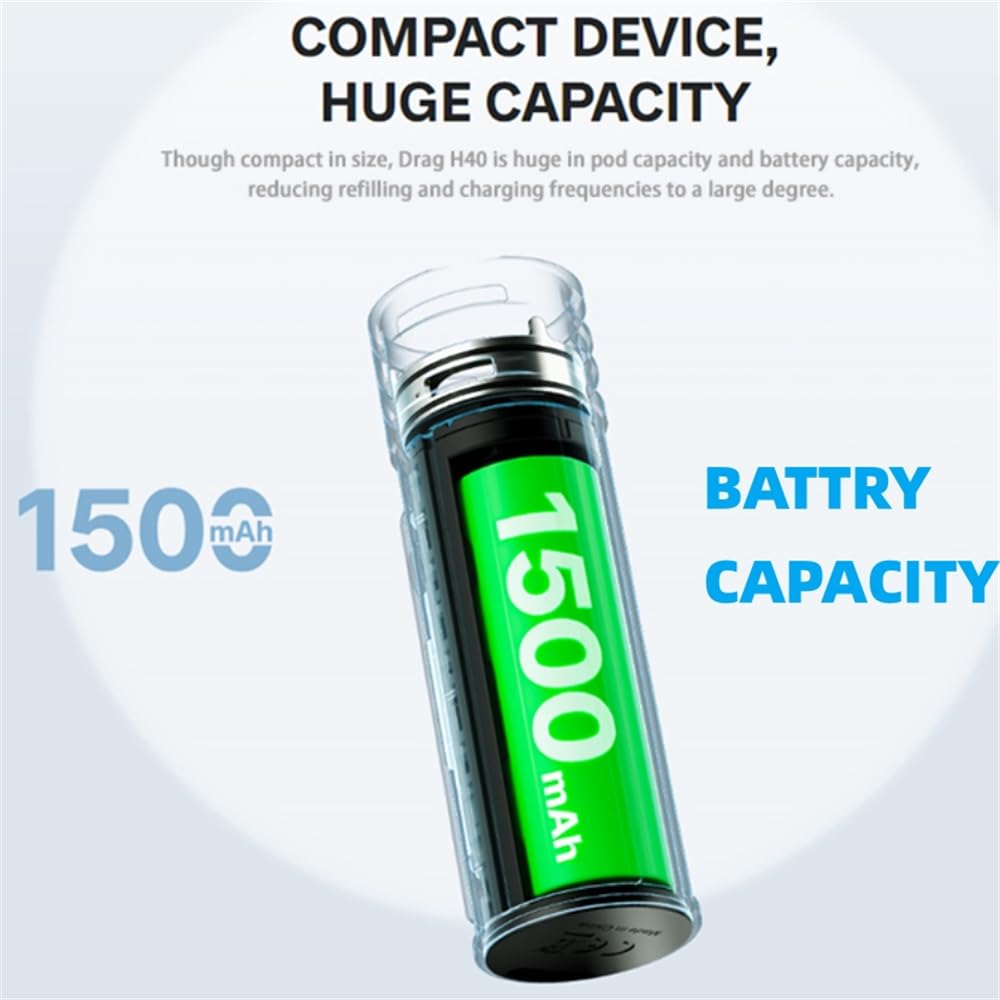 Origine Kit VOO'POO Drag H40 Appareil 40W Vape 1500mAh Batterie 5ml PnP Pod  II MTL à DTL RBA/SMART Modes E Cigarette Vaporisateur (Noir)