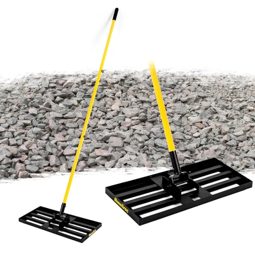 BlumeTrec Lawn Leveling Rake, 30'x10' Heavy Duty Sand Leveling Tool with 7FT Long Handle, Steel Golf Rake for Soil, Compost, Gravel, Lawn Leveler for Yard, Garden, Golf Course, Landscaping Level Tool