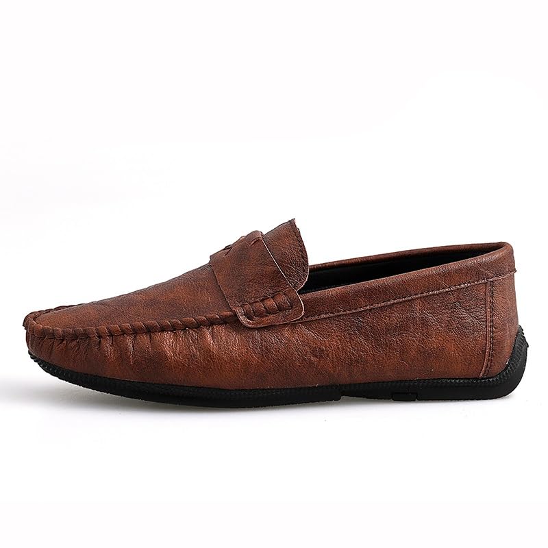 Men's Loafers Solid Color Round Toe Penny Loafers Flexible Lightweight Flat Heel Walking Slip On2