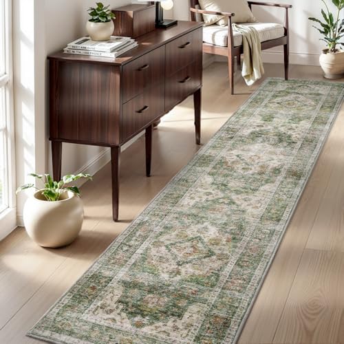 AMOAMI 2x10 Washable Runner Rug - Non-Slip Green