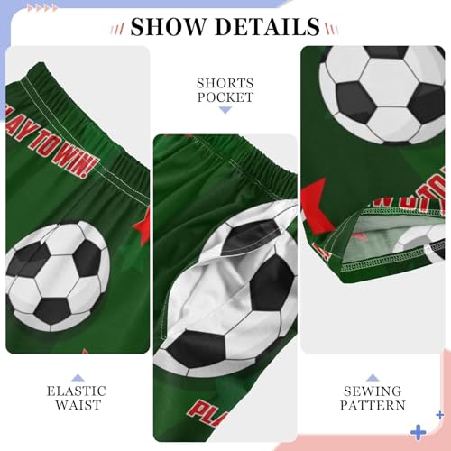 ZZXXB Football with Star Boys Long Pants Soft Trousers Elastic Waist Kids Lounge Bottoms with Pockets S-XL4
