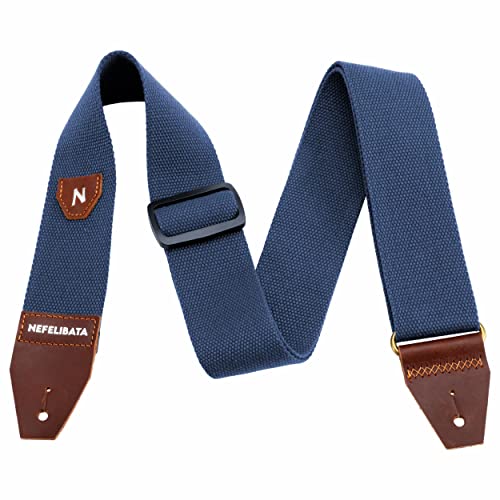 Nefelibata Guitar Strap With Pick Pocket, 100% Cotton Full Grain Leather End Guitar Strap For Acoustic Guitar, Electric Guitar, Bass, Gift For Guitarists And Kids #TOP10