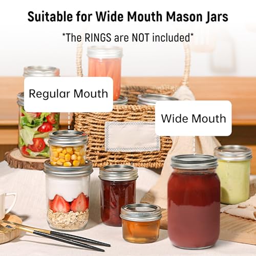 Image of 50PCS Wide Mouth (3.31 inch) Canning Lids for Mason Jars Vacuum Seal | Leak-Proof & Vacuum Seal, Compatible with Electric Vacuum Sealers, for Canning Food, Jams, Fruits
