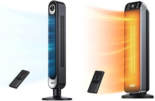 Miniatura 1 de Dreo Cruiser Pro T1 Tower Fan 42 Inch Quiet Oscillating Bladeless Fan with Remote 3 Modes  2422 Space Heater 10fts Fast Quiet Heating Portable