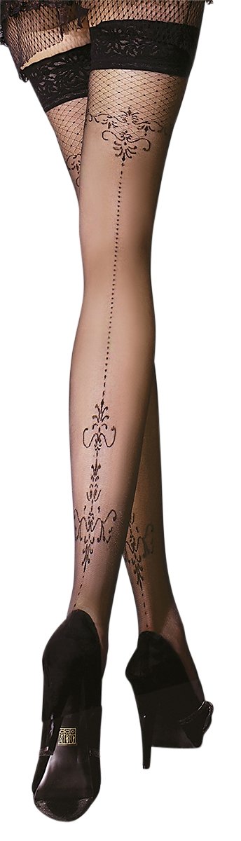 Bas gothique opaques BALLERINA SECRET Art569 noir et rouge