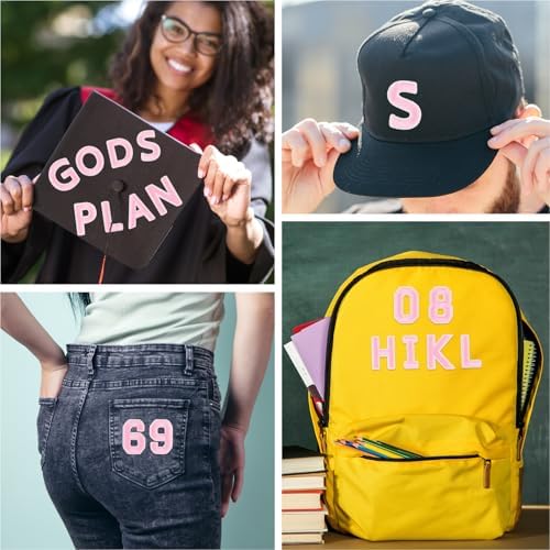ASTARON 36 Pcs Iron on Letters and Numbers Patches, 1.5 Inch Alphabet Embroidered Patch A-Z, Numbers 0-9 Patches Alphabet Cloth Patch for Clothes, Socks, Jeans, Hat, DIY Accessories(Pink) — view 3