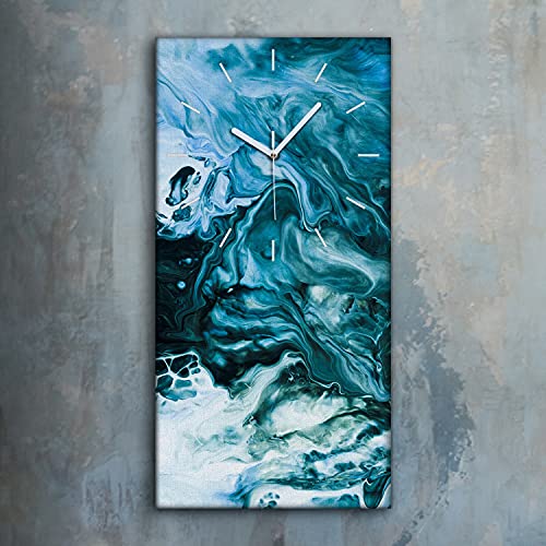 Toile murale abstraite 30x60cm horloge de créateur avec mains blanches