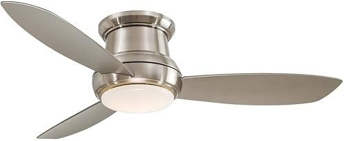 Minka Aire F519-BN Ventilador de techo con 3 aspas blancas/crema con luz de 100 vatios, níquel cepillado