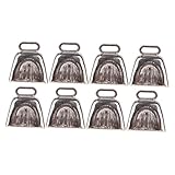 Alasum 8ピーシーカウベル 騒音発生器 ハンドル付き呼び出しベル 四角形 銀色 屋外イベント 応援グッズ 花見 祭り 学校行事 パーティー用