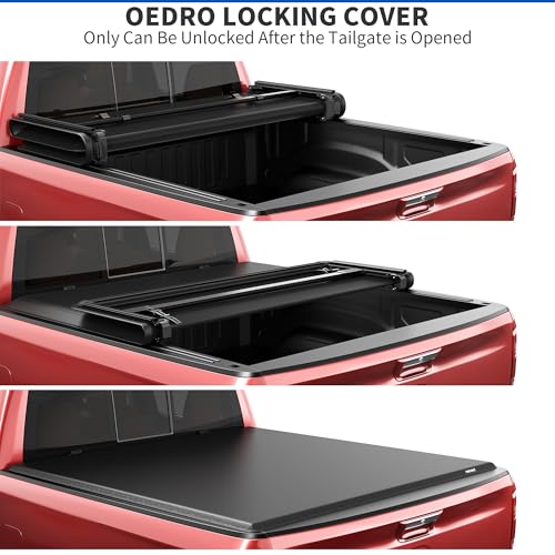 Image of oEdRo Soft Tri-Fold Tonneau Cover for Chevy Silverado 1500, 2014-2018 5.8ft