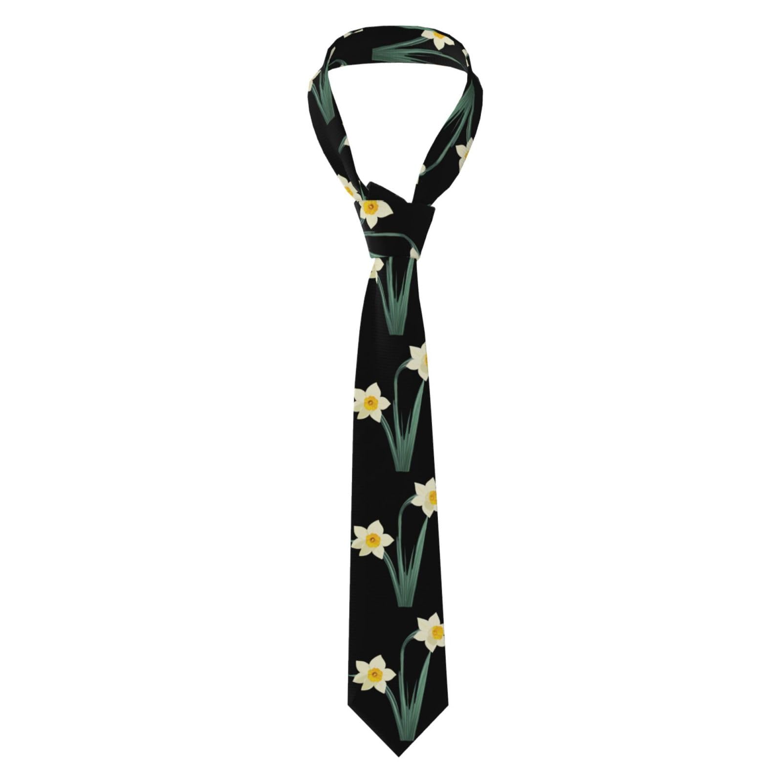 Men's Necktie Tie WHJSSF Beautiful daffodils Pattern Comfort Durability for Business, Daily Wear, Work, Birthdays, Weddings, Parties