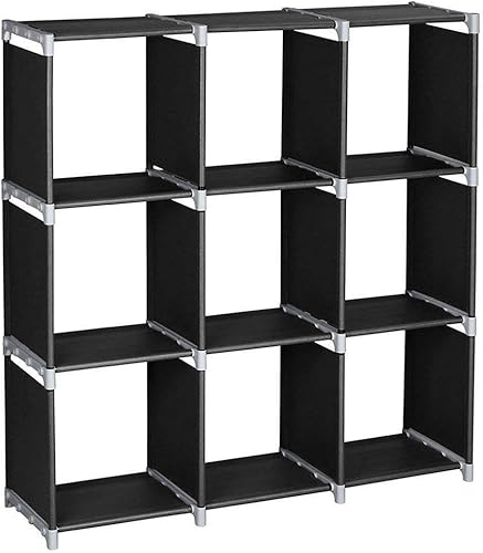IFFANY Estante organizador de armario de 3 niveles, 9 compartimentos, 9 cubos, estantería de almacenamiento