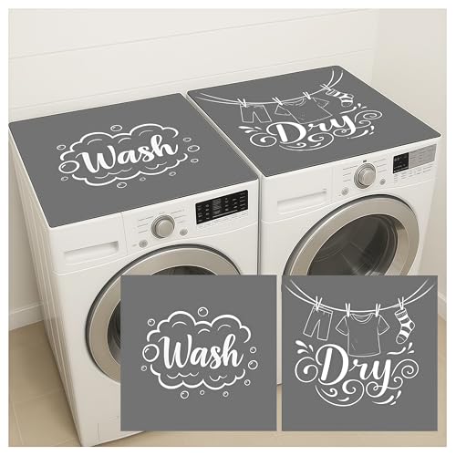 2 Pack Washer and Dryer Top Protector Mat 26.5×26.5 Inch Non Slip Washer and Dryer Topper Quick Dry Dryer Mat for Top of Dryer Waterproof Dustproof Laundry Room Cover Gray