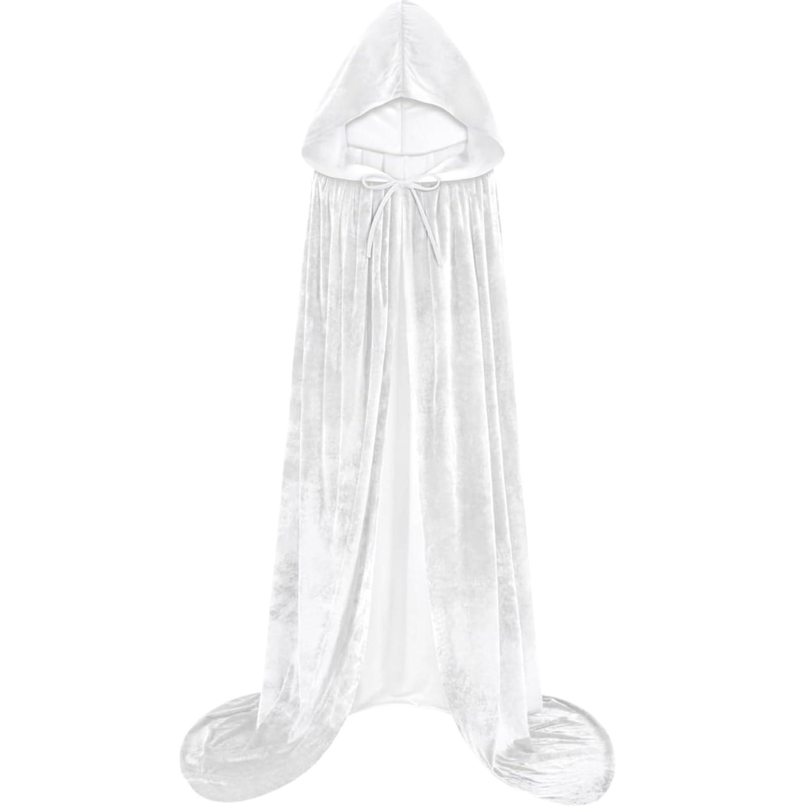 JIAHG Halloween Costume Long Hooded Cloak Full Length Shiny Pleuche Tunic Hooded Cape, 170CM Women Men Fancy Dress Cosplay Long Robe Vampire Cloak Halloween Fancy Cape for Role Play Costume Party — image 1