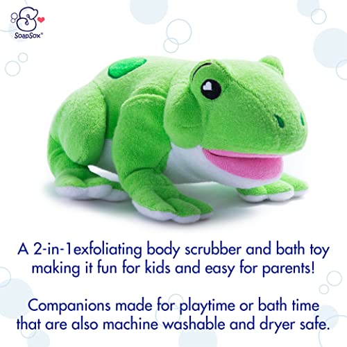 Soapsox Kids Exfoliating Bath Scrub (William The Frog) - Soft Animal Toy Wash Cloth Sponge With Soap Pocket Insert - Fun Loofah Characters For Babies, Kids And Children #TOP4
