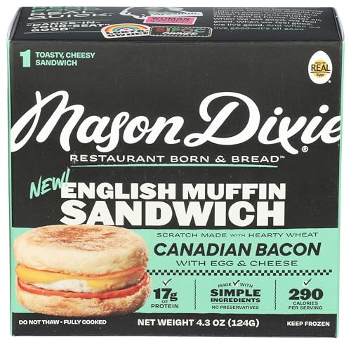 Mason Dixie Biscuit Co English Muffin Sandwich With Canadian Bacon, Egg & Cheese, 4.3 Oz