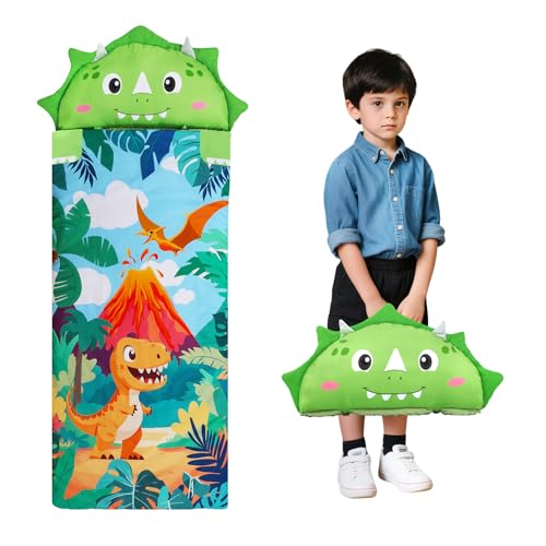 Sac de Couchage Chaud pour Enfants avec Oreiller Amovible, Tapis de Sieste pour Filles et Garçons,...