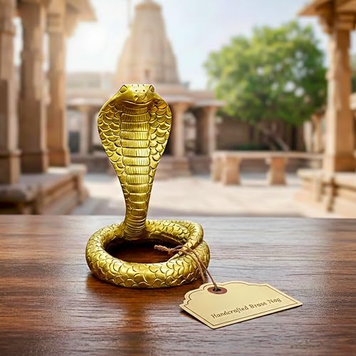 Image of Solid Brass Religious Naag for Shivling | Handcrafted Shiv Nagaraj Vasuki Snake Idol for Puja, Mandir Decor, Vastu Protection & Nag Panchami (Small)