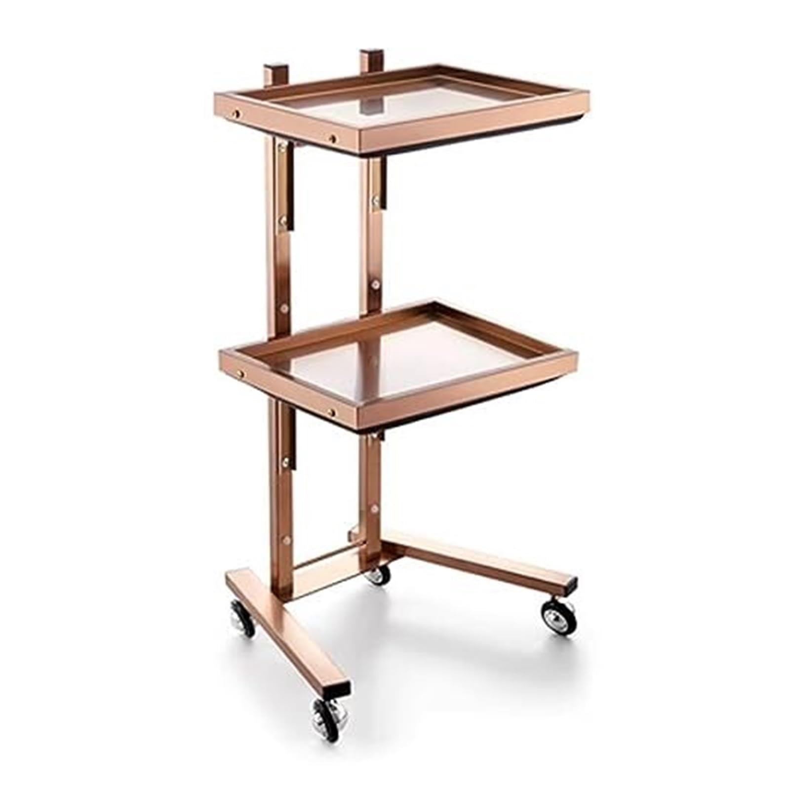 LJYKBFL Collapsible Stainless Steel Utility Cart on Wheels, Foldable Rolling Storage Stand for Salon, Medical, Tattoo
