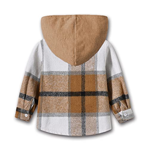 Toddler Baby Boy Girl Flannel Plaid Shirt Jacket Long Sleeve Button Down Shacket Coat Hoodies Winter (D, 3-6 Months)3