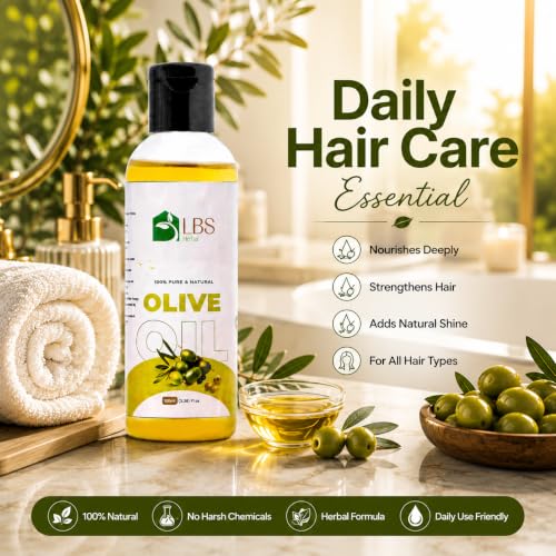 Image of LBS Pure Sweet Oils - 100% Extra Virgin Natural Cold-Pressed, Moisturizing Oils For Skin, Hair & Nails - Rich In Vitamins E & A, Hair Growtth, Softens Skin 100Ml (100ml Pack of 3, Olive)