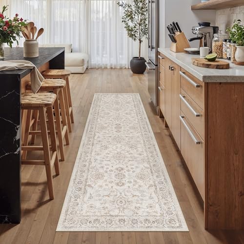PureCozy Beige LäUfer Flur Teppich 60x240cm Küchenteppich Waschbar Teppiche – Ansicht 1