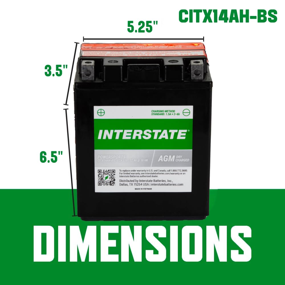 Amazon.com: Interstate Batteries YTX14AH-BS 12V 12Ah Powersports