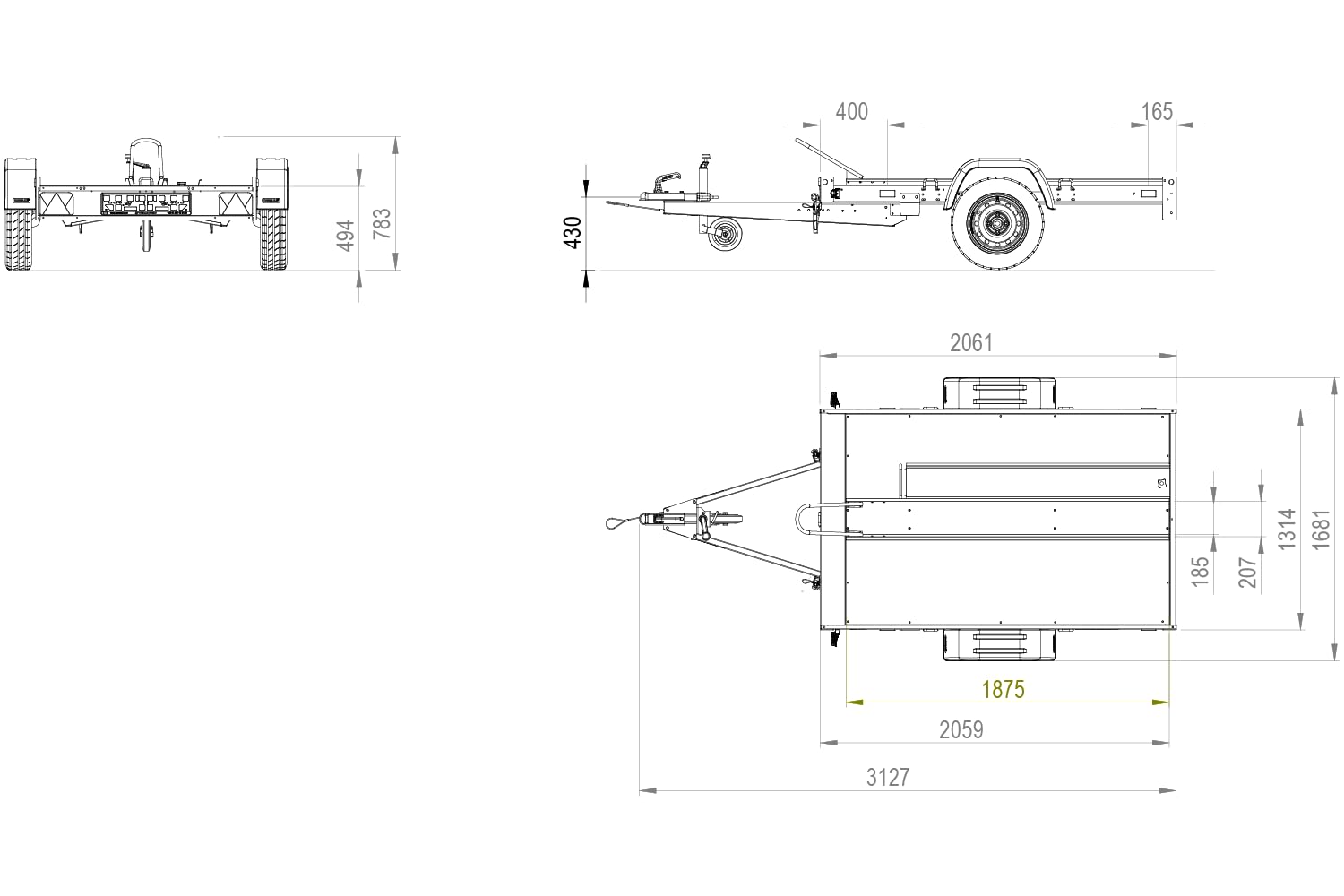 UNITRAILER Moto 1 Motorradanhänger ungebremst bis 750 kg | Verzinkter Stahlrahmen mit Sperrholzboden. Für den sicheren Transport von einem Motorrad oder Roller bis 220 cm Länge.