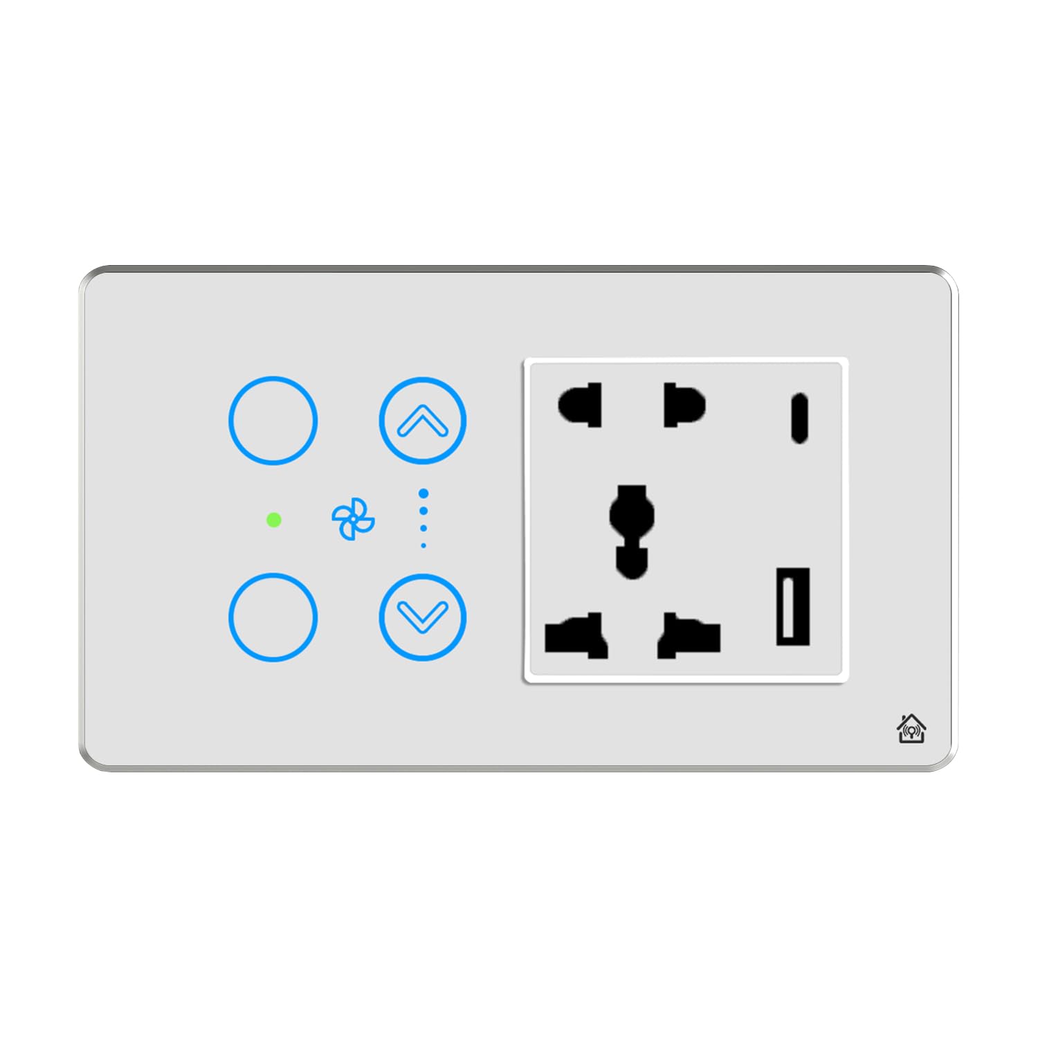 HomeMate Smart Touch Switch Panel (White) with Silver Bezel | Edge Series | 2 Switch, 1 Fan & 1 Socket with Quick Charge USB's | Compatible with 4 Gang Box| Works with Alexa, Google Assistant & Siri-image-41