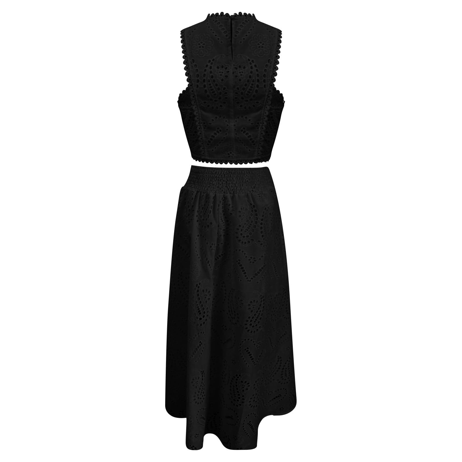 2-teiliges Set für Damen, ärmelloses Tanktop und A-Linienrock mit elastischer Taille, Loungewear-Set, elegantes zweiteiliges Kleid, Streetwear, Sommer-Strandkleidung