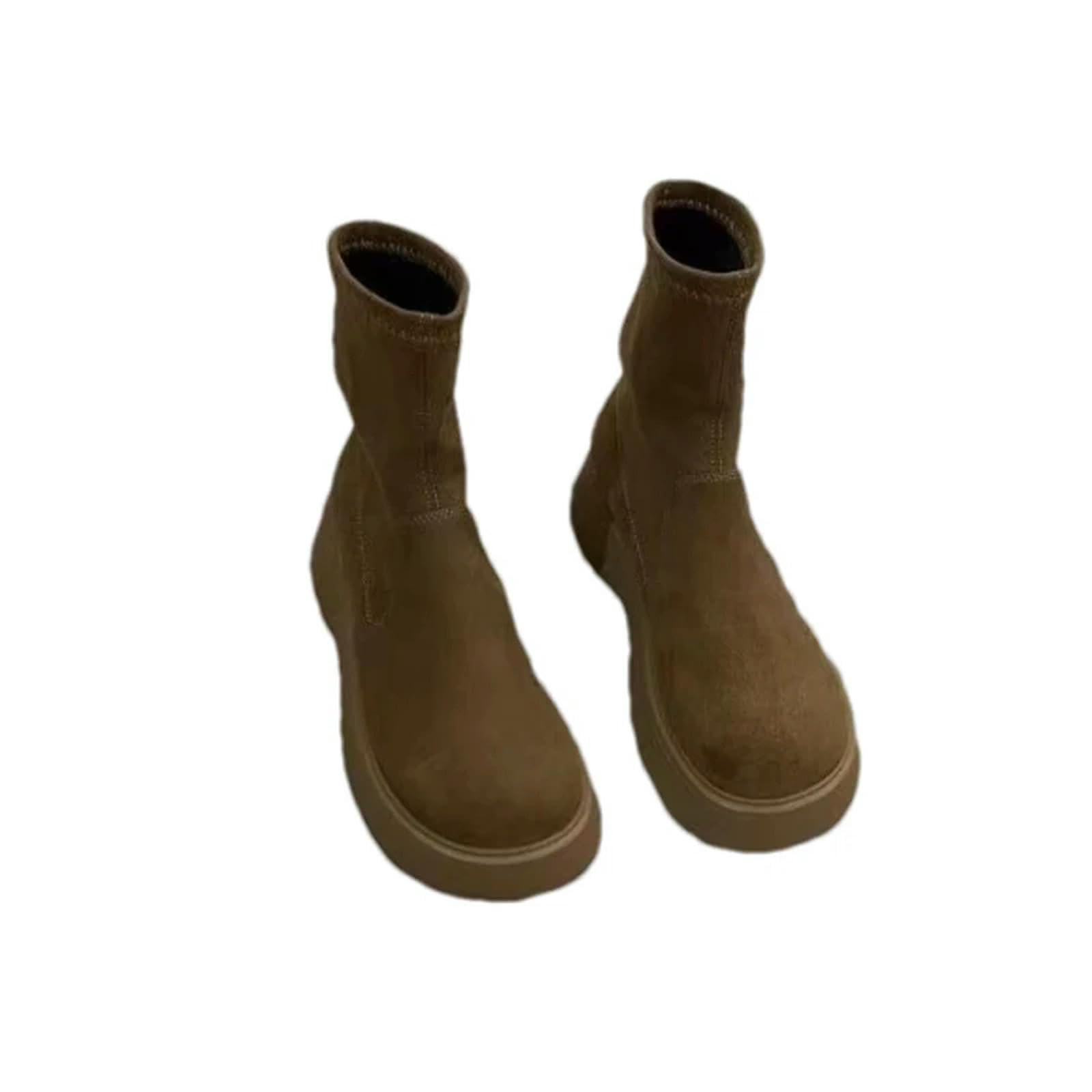 Botas de Nieve para Mujer Botas De Nieve Cálidas De Moda De Suela Gruesa De Gamuza De Las Mujeres Botas Cómodas De Chelsea