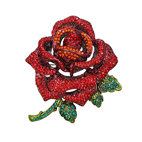 Image of BriLove Women's Austrian Crystal Rhinestones Rose Flower Brooch Pin for Party Prom