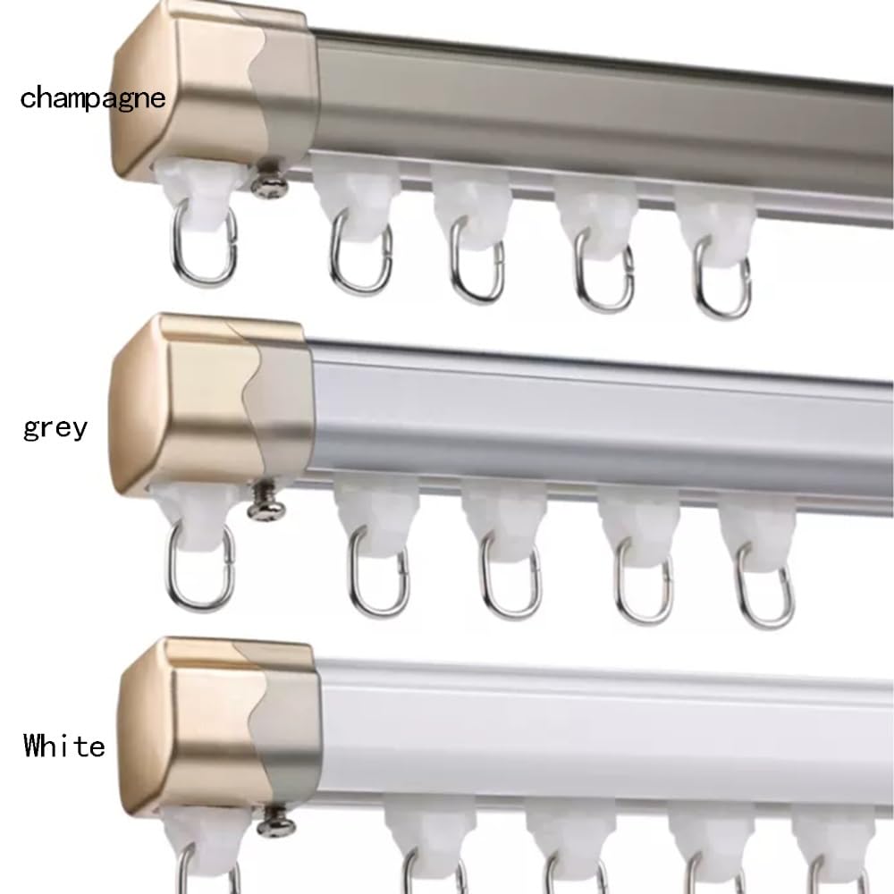 Regulowany aluminiowy system szyn sufitowych – 2,4 m, 3 m, 3,7 m, 4,9 m z cichymi rolkami, idealny do szafek w sypialni i salonów, trwałe, srebrne wykończenie