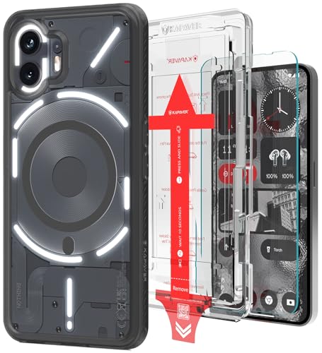 Image of KAPAVER Mag-X Back Cover Case with [Edge-to-Edge] [Full Glue] [Anti-Scratch] Tempered Glass for Nothing Phone 2 (Smoke Black Case with Glass)