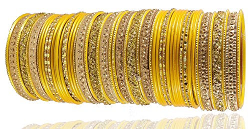 Image of NMII Non-Precious Metal with Base Metal Spreads with Zari Glossy Finished Premium Traditional Bridal Chuda Bangle set for Women and Girls