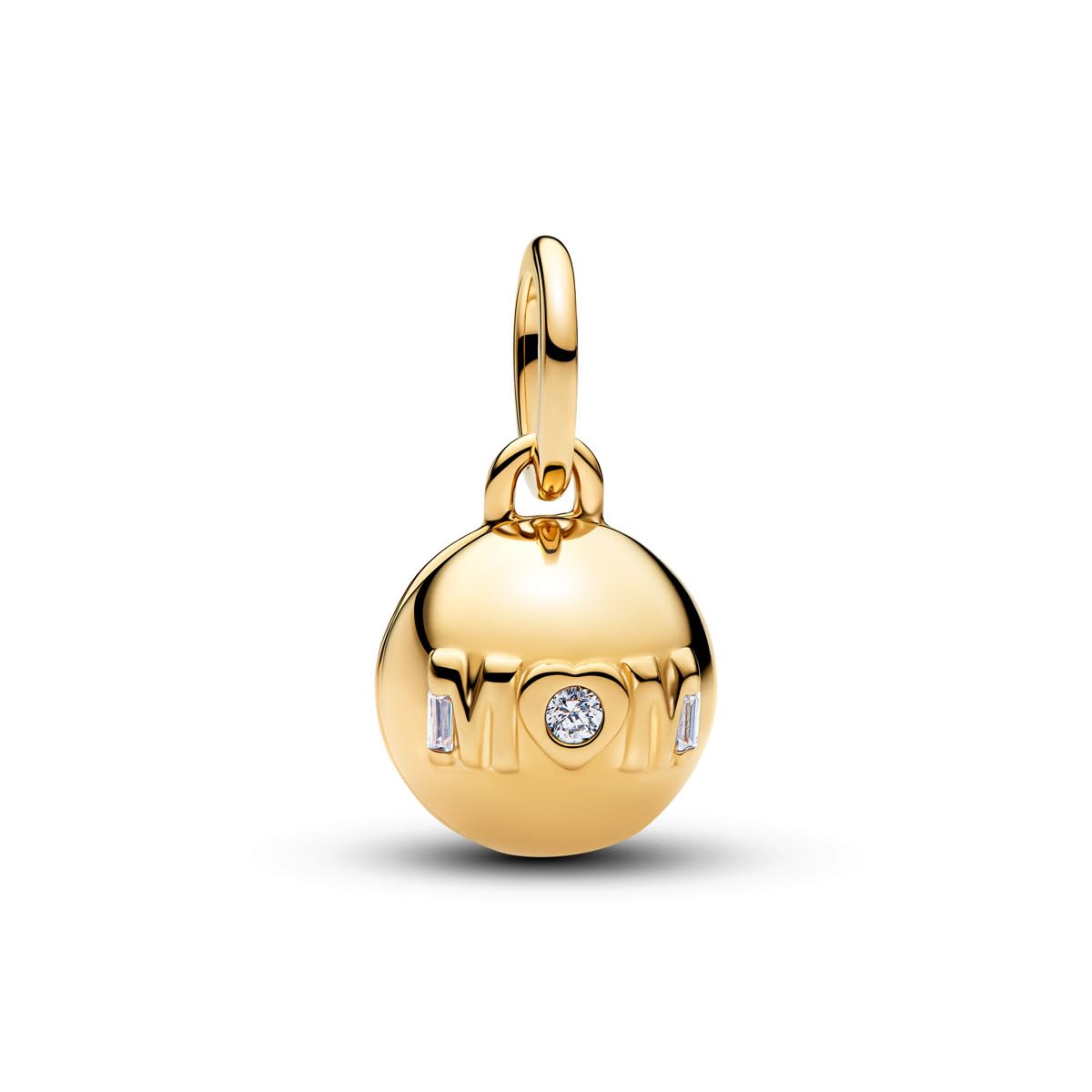 PANDORA Charm Mama zawieszka otwierana z 14-karatowym złotem, zawieszka z grawerunkiem "Ich liebe dich und Cubic Ziria", kompatybilna z Moments ME, 764457C01