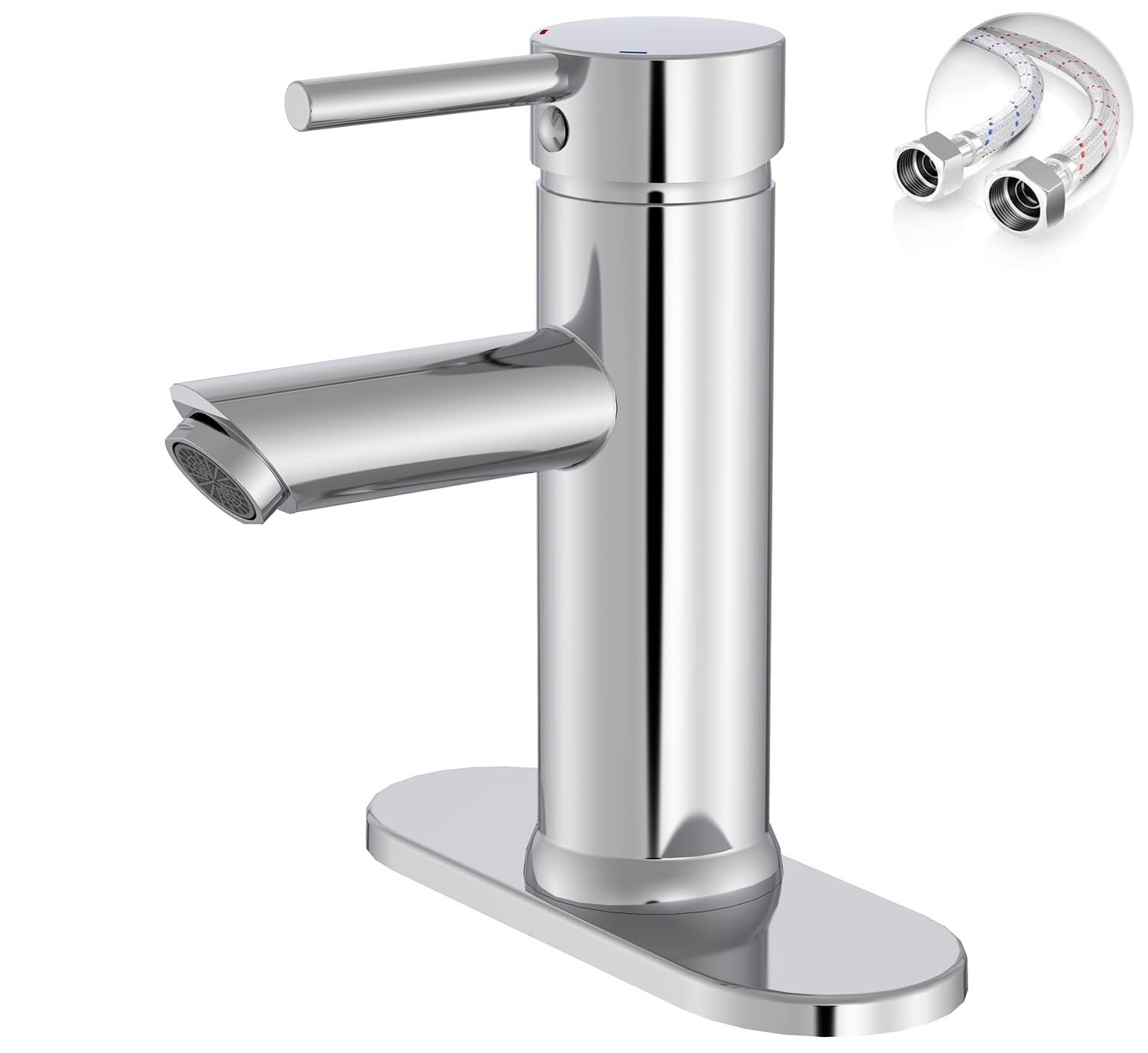 Commercial Single Handle Bathroom Sink Faucet One Hole Deck Mount Lavatory Faucet Stainless Steel,Chrome Finish