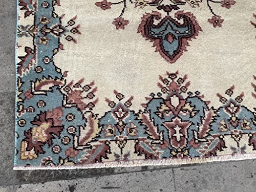 Blue And White Colors Decorative Turkey Rug, Handmade Floral Design Turkish Rug, Home Decor Rug, Small Area Rug, Bedroom Decor Rug, Soft Rug, Decorative Anatolian Rug, Pet Friendly Rug, Organic Rug #TOP7